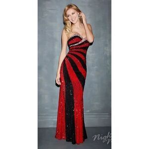Sequin Formal Dress Red and Black Night Moves Size 6